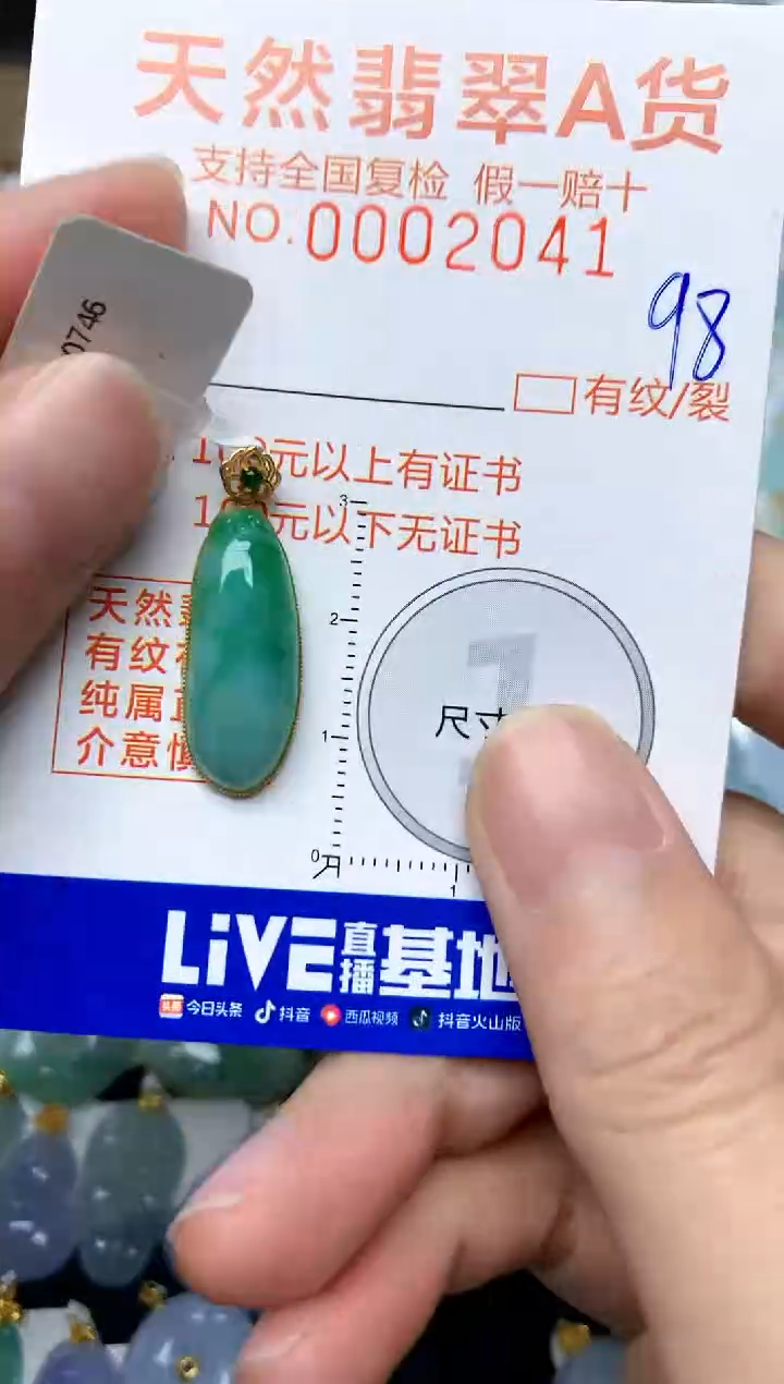 【闪购商品】翡翠颈饰18K金镶嵌98天然A货翡翠