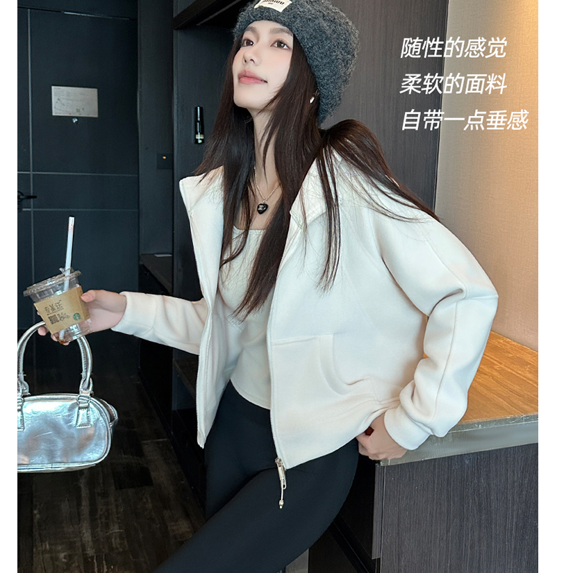 秋冬新款修身重磅加厚奥粒摇粒绒卫衣女2025连帽开衫上衣保暖外套