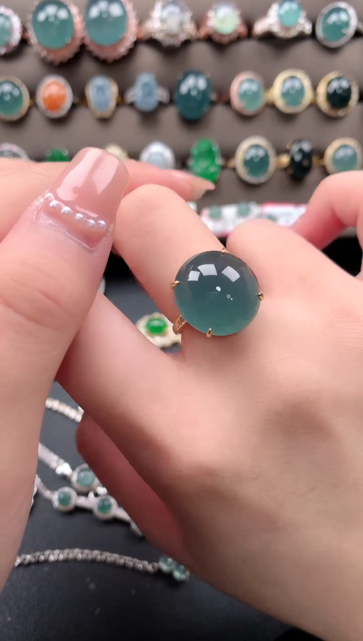 【闪购商品】翡翠戒指银S925镶嵌52141