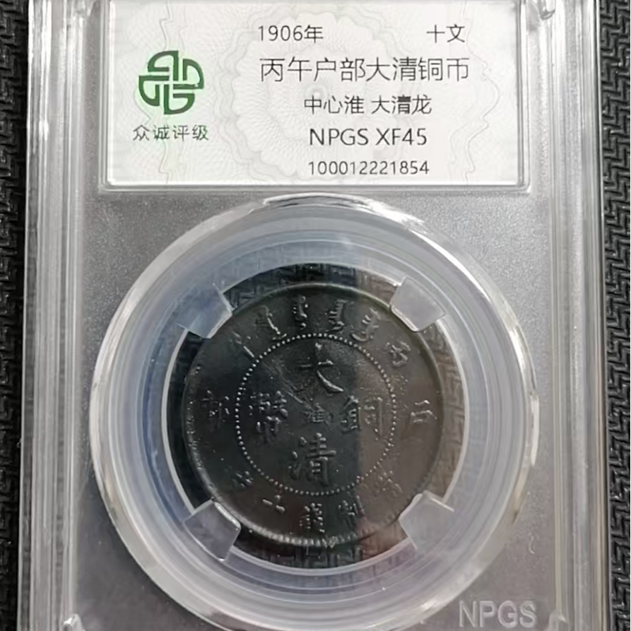 丙午户部大清铜币十文中心淮大清龙  黑（图为样品，不发，随机发货）