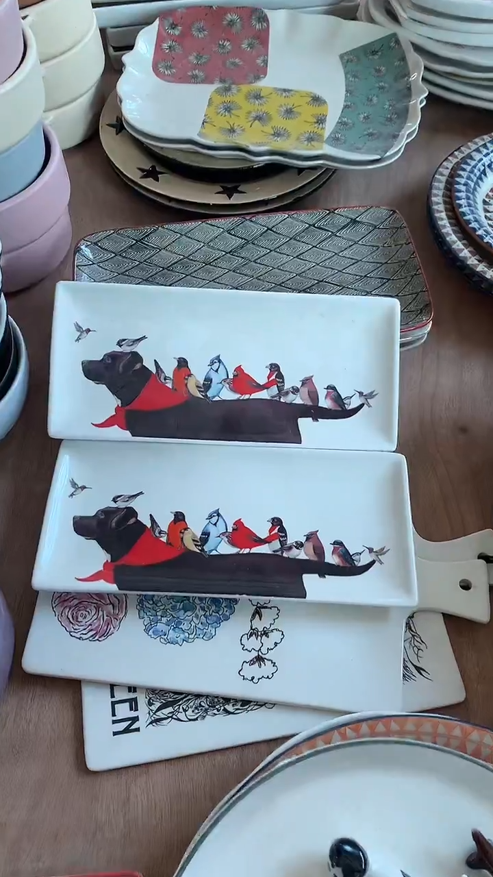 陶瓷微瑕狗狗11寸长方盘