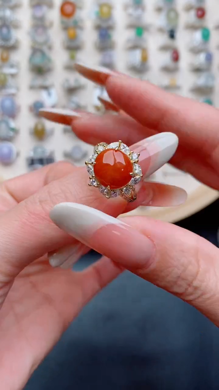 银S925镶嵌戒指翡翠...