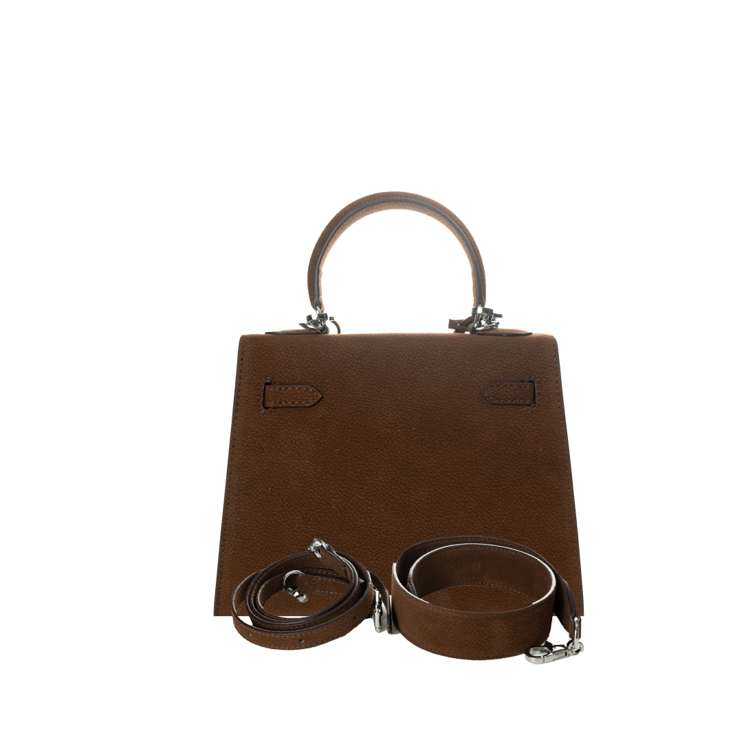 【乘风专属】轻奢时尚百搭女士棕色气质牛皮手提斜挎包8625-乌木色