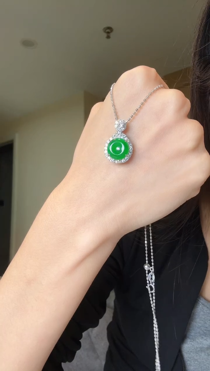 【闪购商品】翡翠吊坠(不含链)银S925镶嵌天然翡翠吊坠3