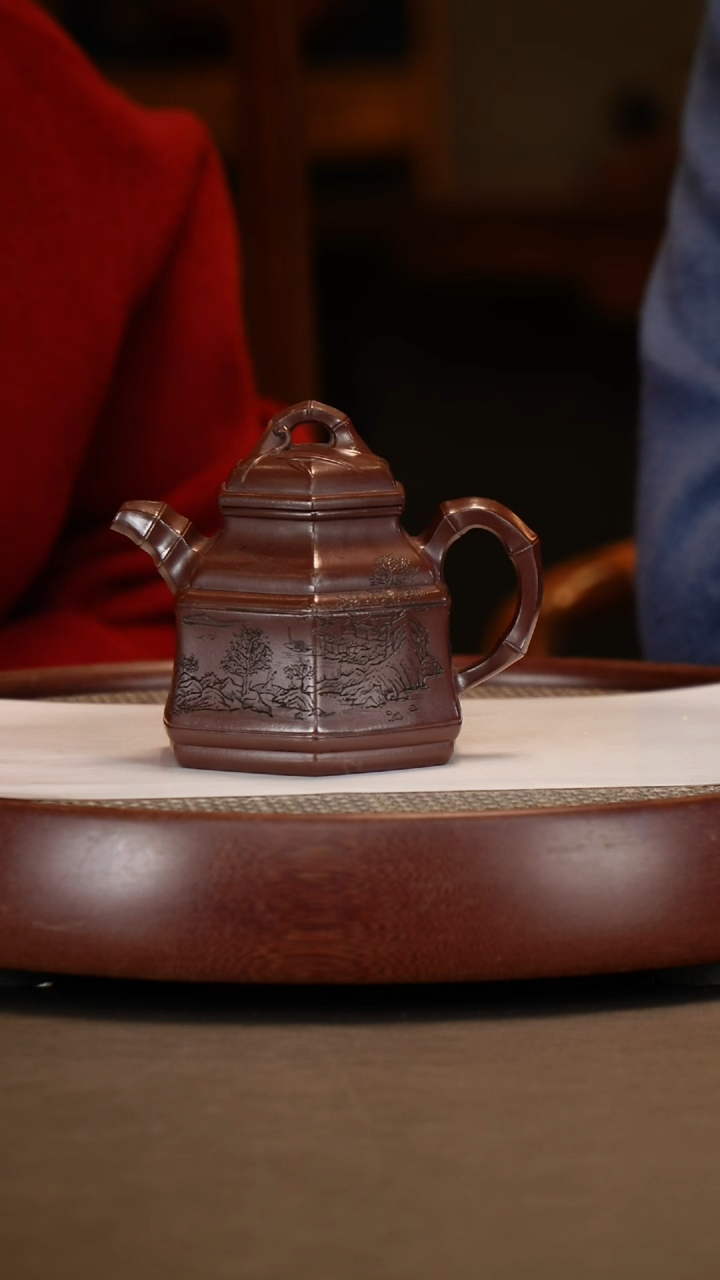 【闪购商品】紫砂茶壶【鲍宜明】紫泥六方竹鼎