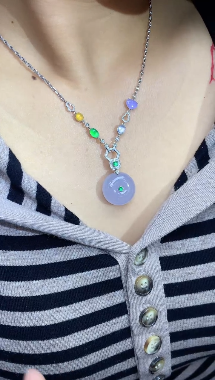 颈饰18K金镶嵌翡翠641-中国好珍宝