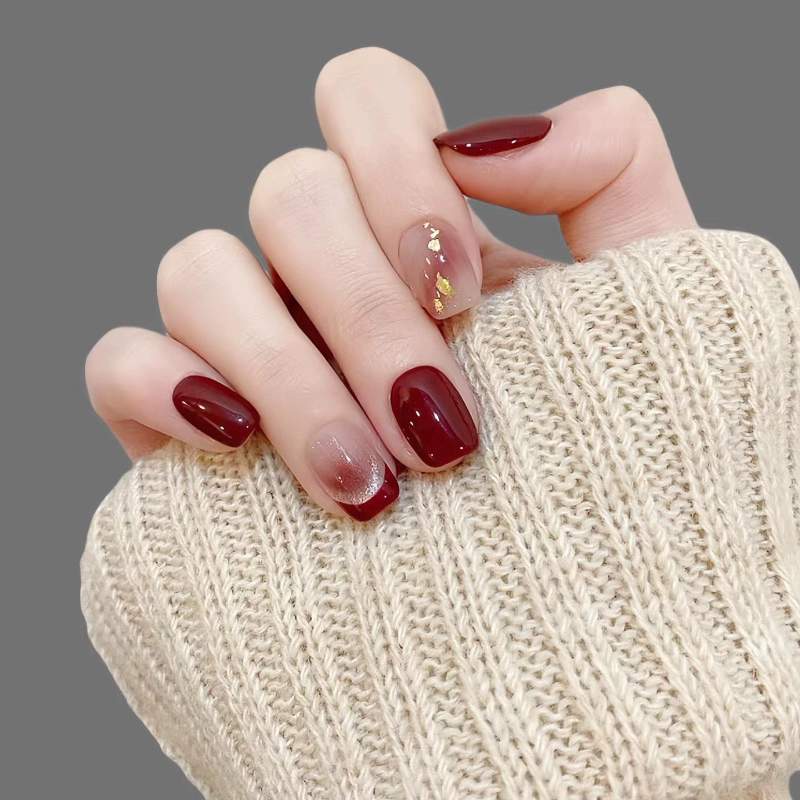 【车厘子红】美甲穿戴甲纯手工制作甲片短款中长款指甲显白10片