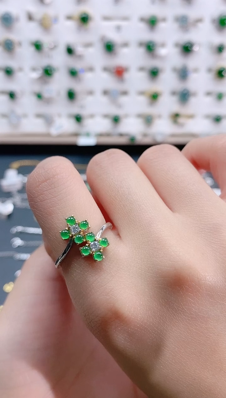 【闪购商品】翡翠戒指银S925镶嵌天然翡翠