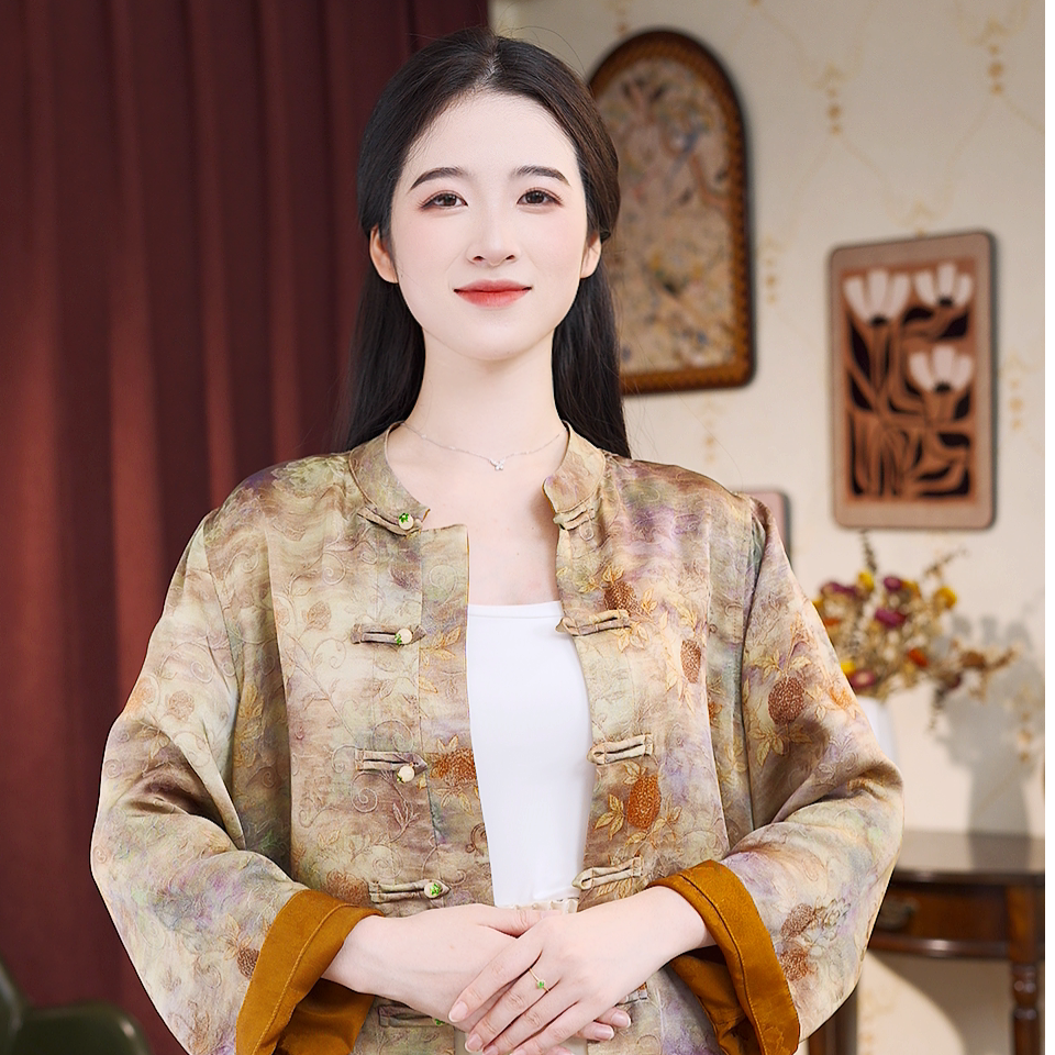 [锦色雅韵]中式两面穿古韵印花开衫