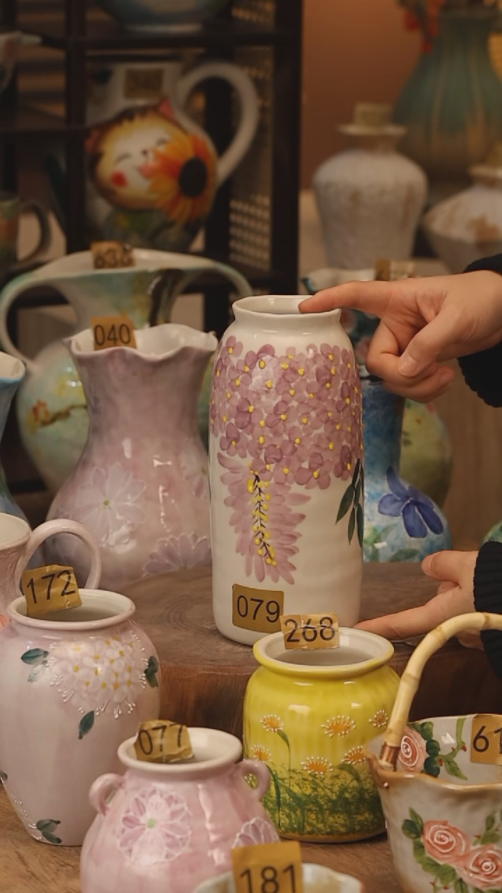 陶瓷景德镇设计师手作花器摆件侘寂风@M079@