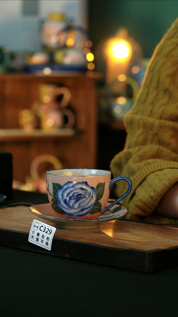 【闪购商品】杯手绘心瓷陶瓷浮力微瑕