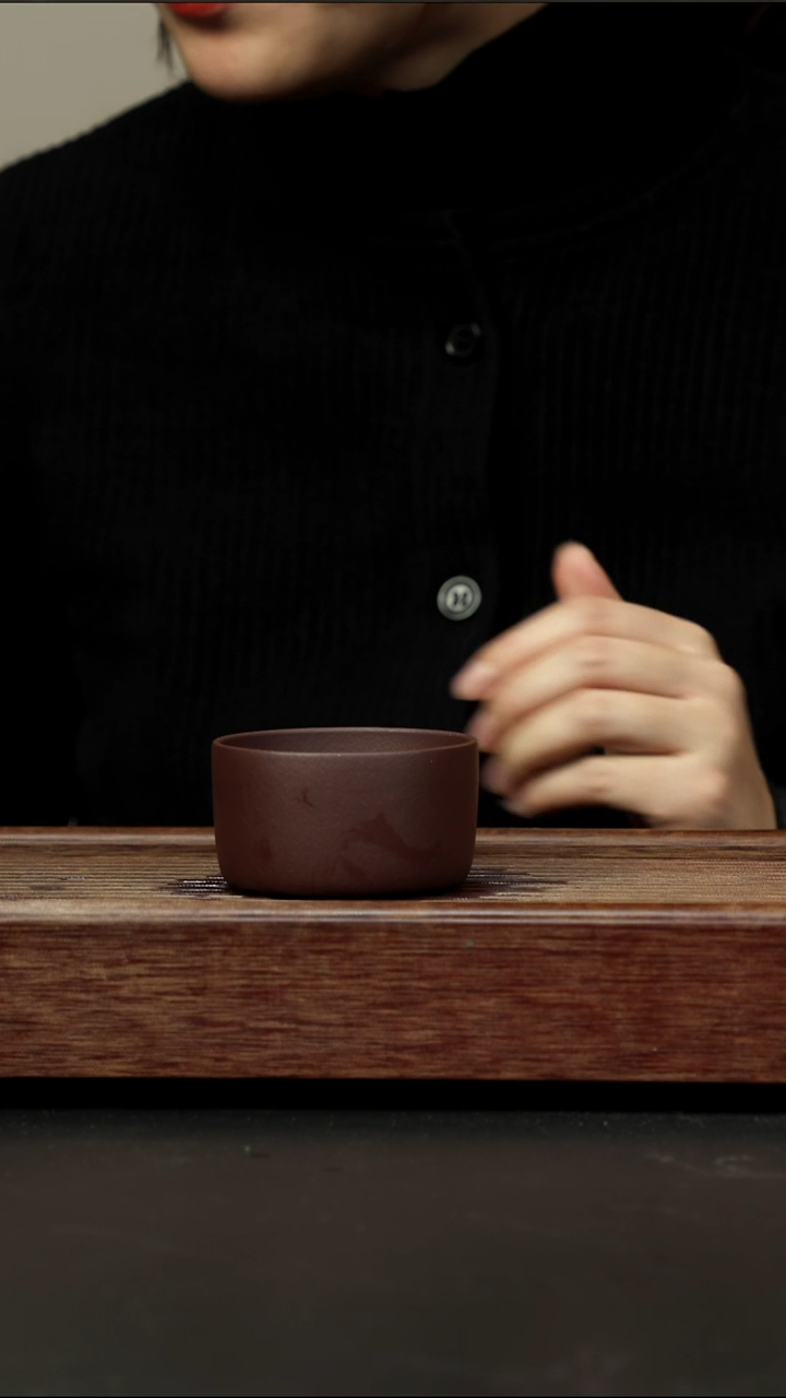 茶壶紫砂老紫泥 宽口杯