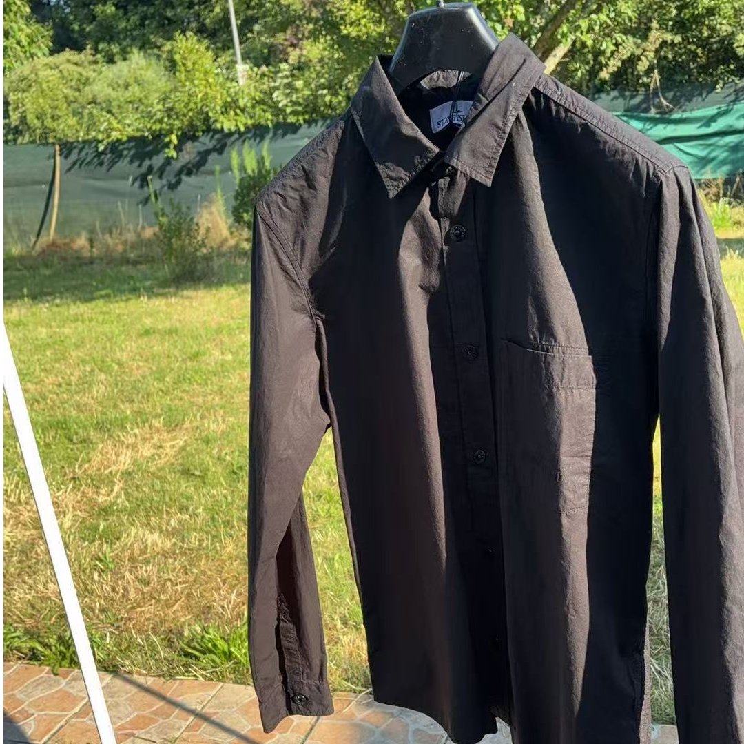 【巴黎直邮】STONE ISLAND男款黑色单排扣直筒长袖衬衫 781512 