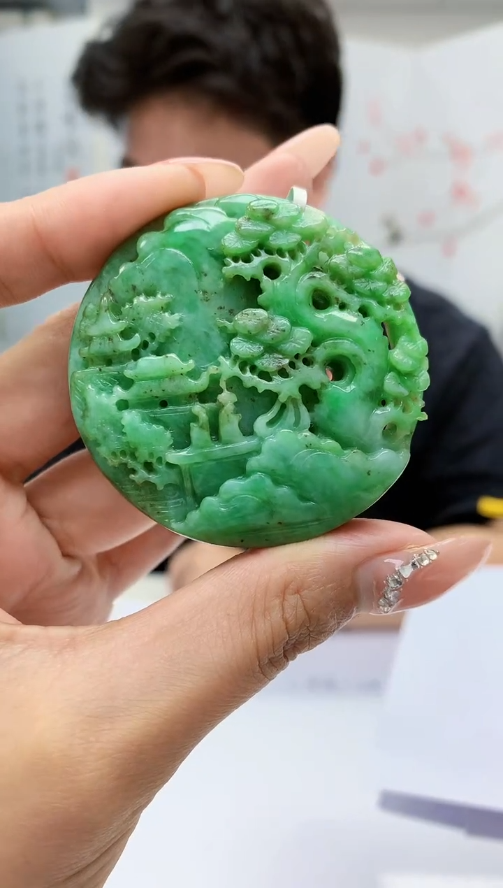 【闪购商品】定制翡翠未镶嵌4688MM-毛货挂件58