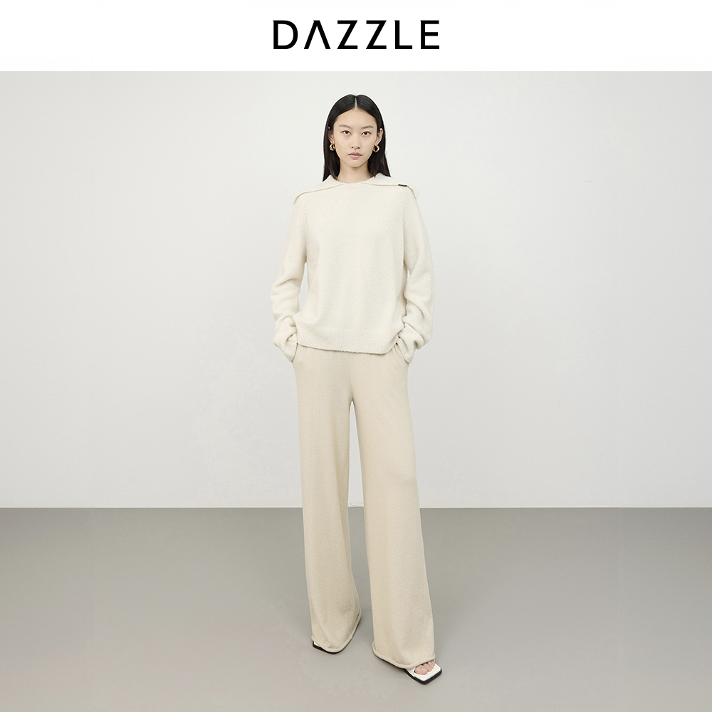 DAZZLE地素毛针织衫百搭秋冬羊绒针织翻领套衫毛衣女款2I4E4581B