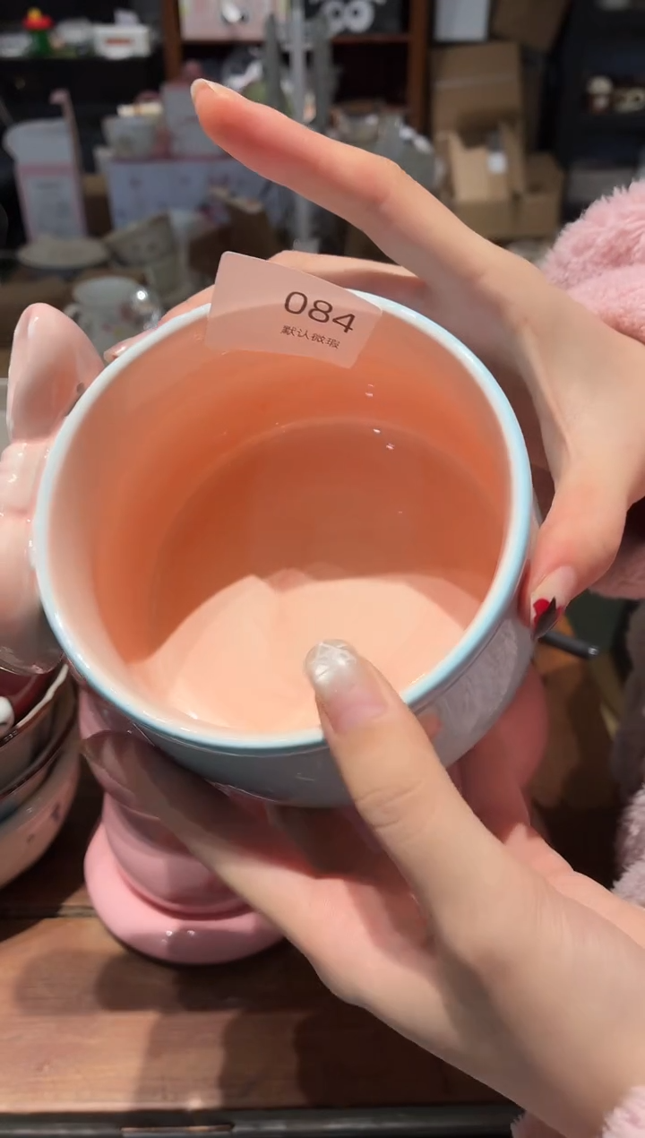 瓷084 蓝色 蝴蝶结 把手 瑕疵