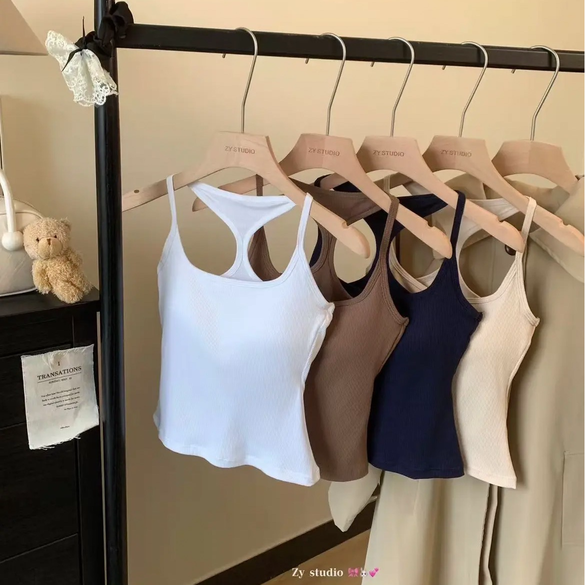 可拆卸胸垫工字背吊带背心女内搭2025新款夏外穿美背文胸瑜伽上衣