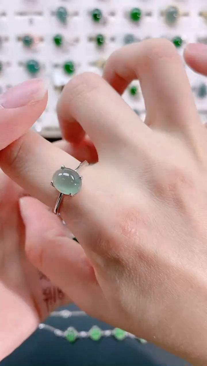 【闪购商品】翡翠戒指银S925镶嵌天然翡翠