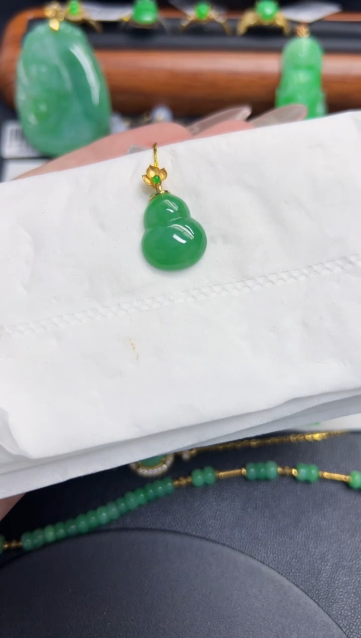 【闪购商品】翡翠颈饰18K金镶嵌Y缅料A货/支持复检/一件