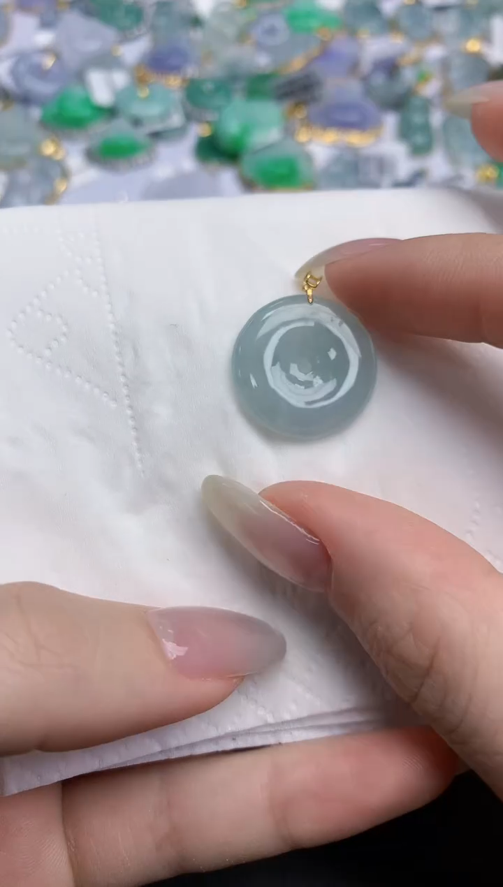 【闪购商品】翡翠颈饰18K金镶嵌天然缅甸翡翠A货