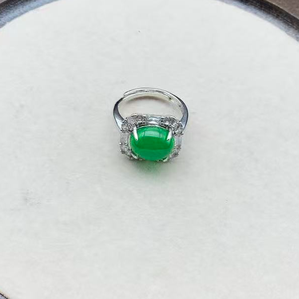 冰绿方形蛋面戒指  A313