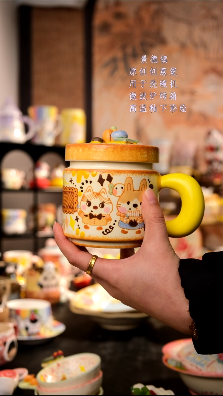 摆件陶?****?旺的可以陶瓷手工手绘设计师款