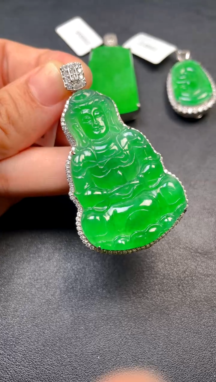 吊坠(不含链)银S925镶嵌翡翠吊坠