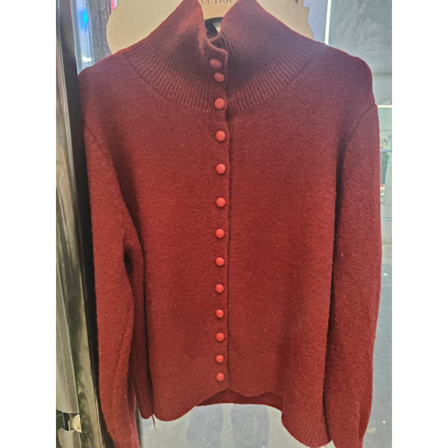 女款秋冬加厚红色针织开衫保暖时尚可外穿可内搭网红