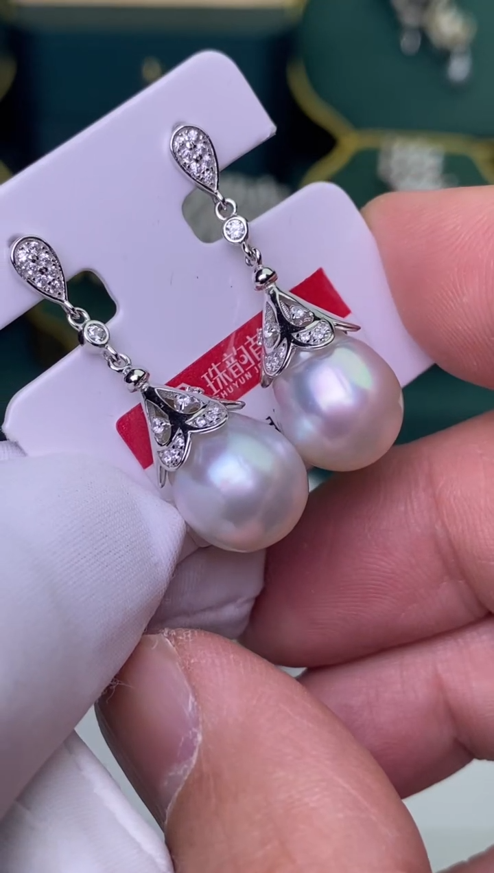 【闪购商品】海水珍珠耳饰银S925镶嵌1