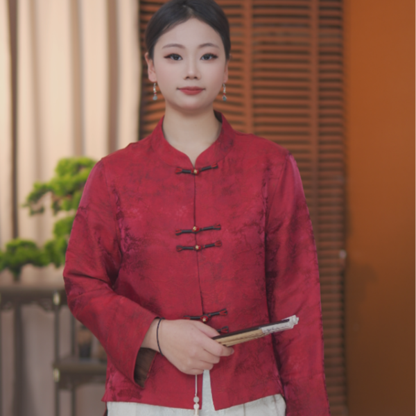 2026-暗香疏影-春款香云纱外套女复古真丝短款新中式轻奢洋气上衣