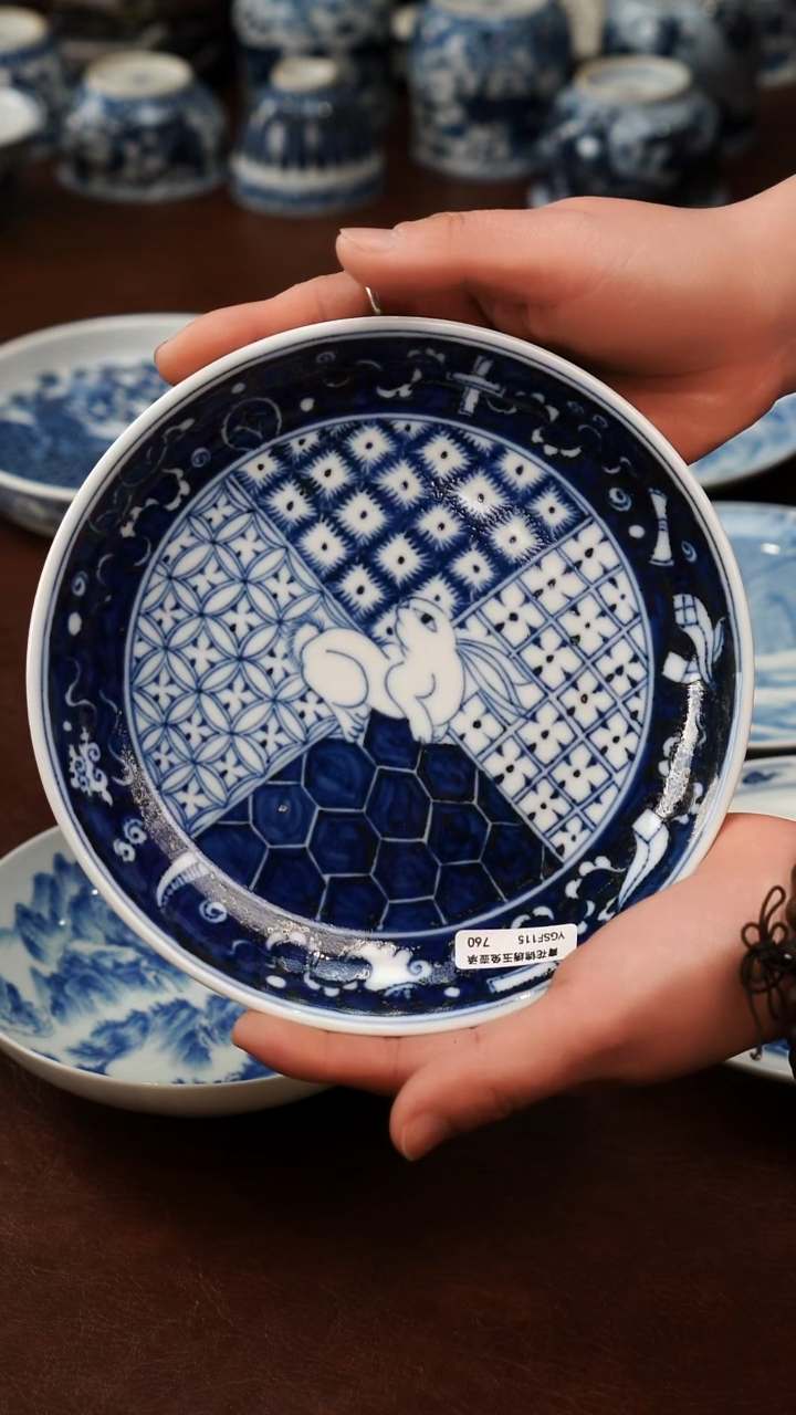 摆件陶景德镇瓷器，青花瓷手绘茶具~