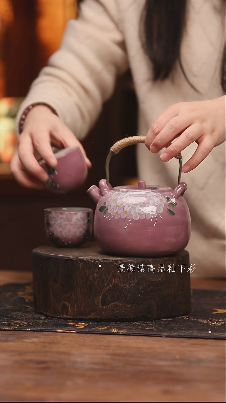 陶瓷景德镇高温釉下手绘陶瓷@L707@