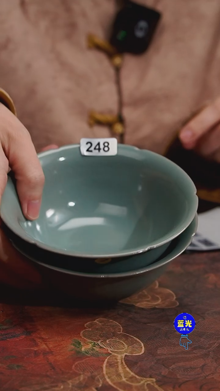 摆件瓷瑕品清凉寺原矿釉葵口盏一对248