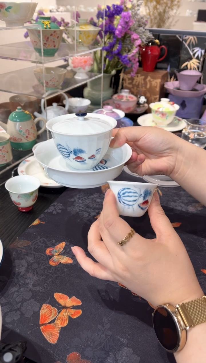 【闪购商品】西瓜盖碗+壶承+茶杯 拍照样品