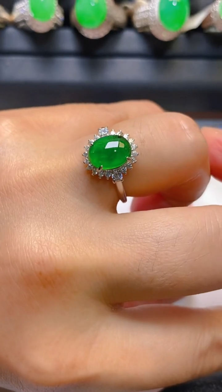 【闪购商品】翡翠耳饰银S925镶嵌天然A货翡翠1