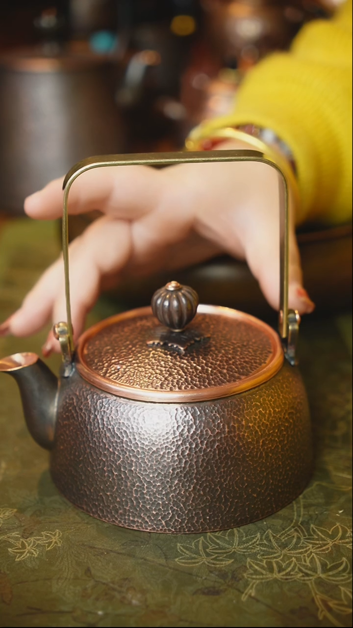 【闪购商品】四方提梁煮泡紫铜壶