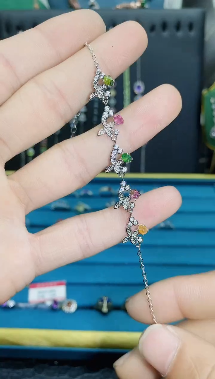 【闪购商品】碧玺手链银S925镶嵌1121