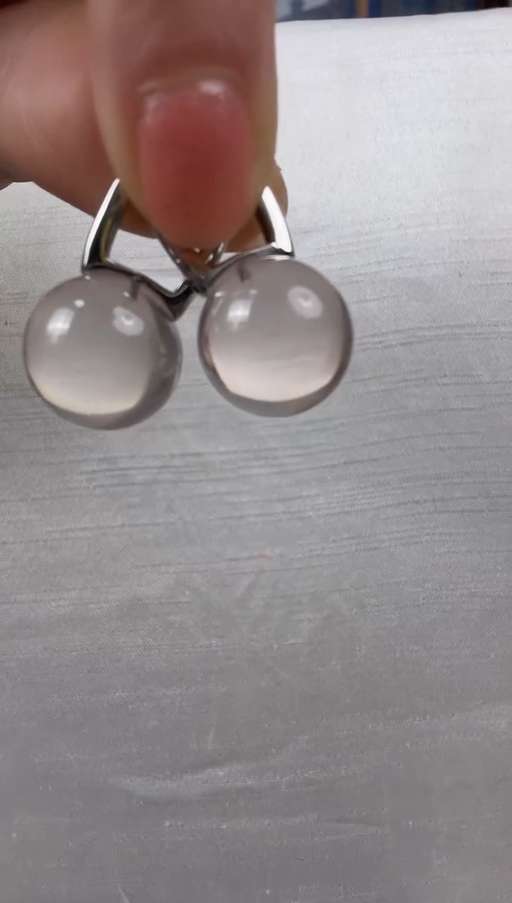 银S925镶嵌耳环水晶天然