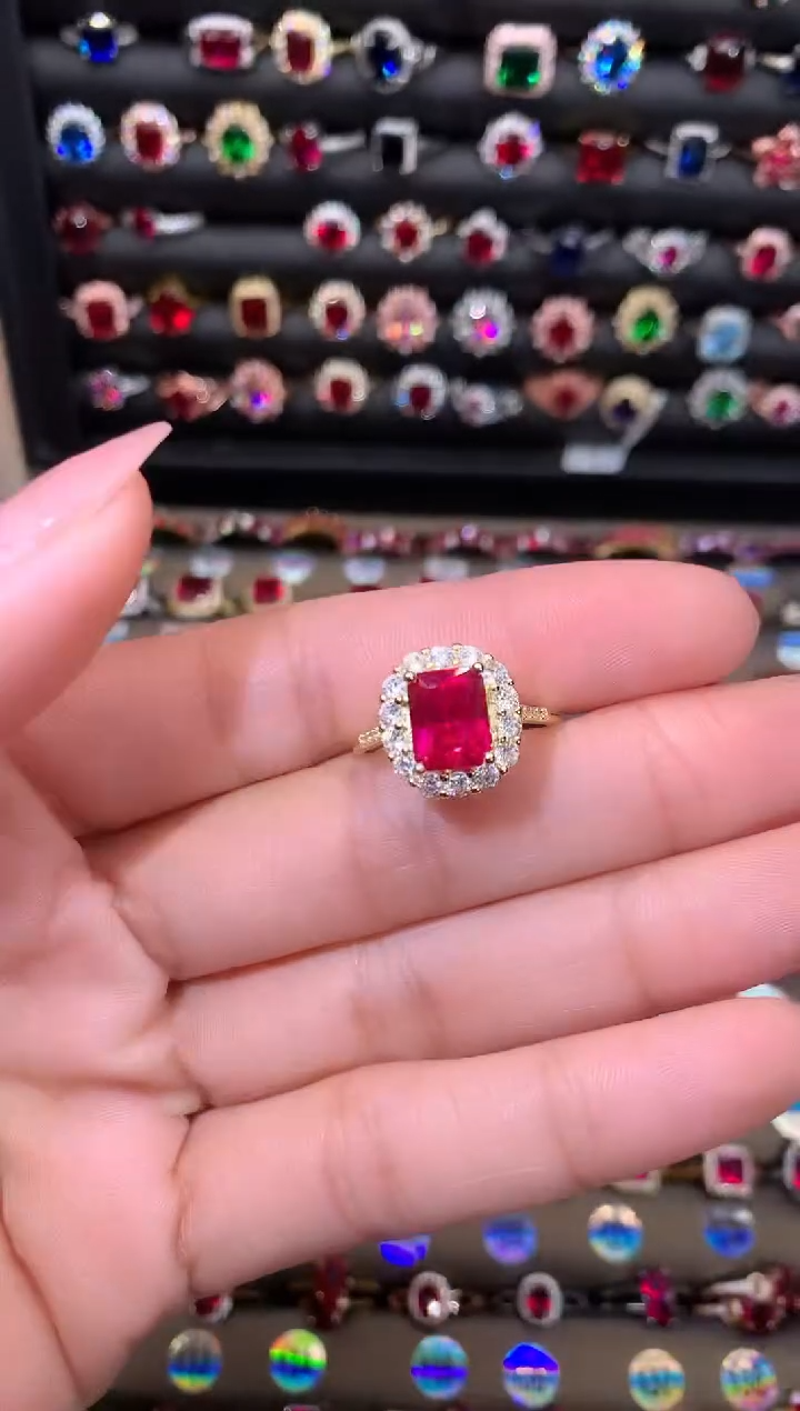 【闪购商品】红宝石戒指银S925镶嵌79金