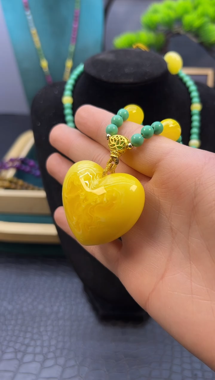 【闪购商品】蜜蜡颈饰银S925镶嵌X808        