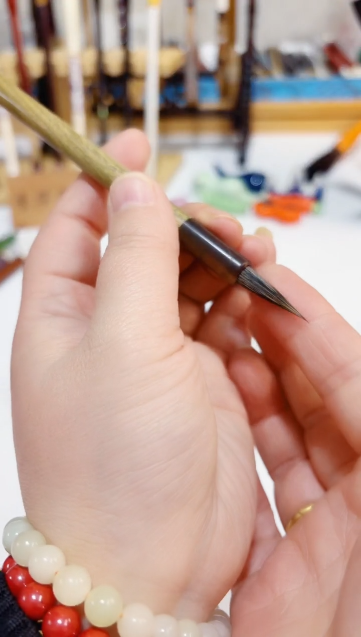 用****2笔杆微瑕 绿檀纯紫毫毛笔1支