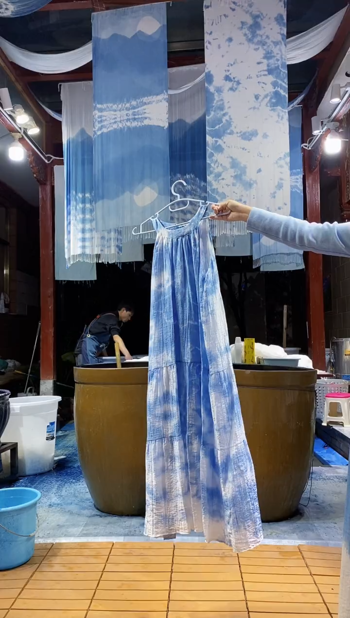 云浅蓝深 扎染服装  4936