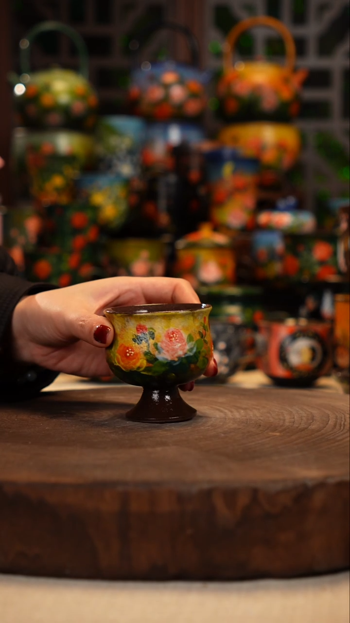 紫砂油画手绘釉下彩