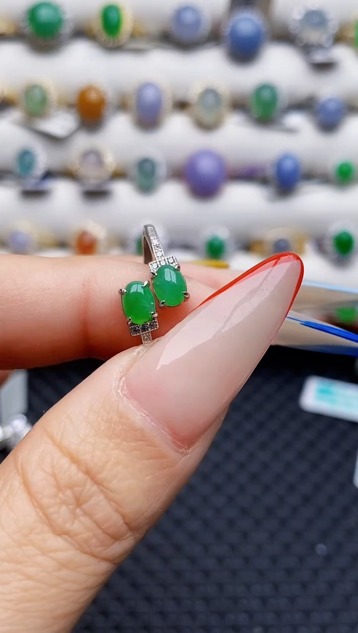 银S925镶嵌戒指翡翠0690