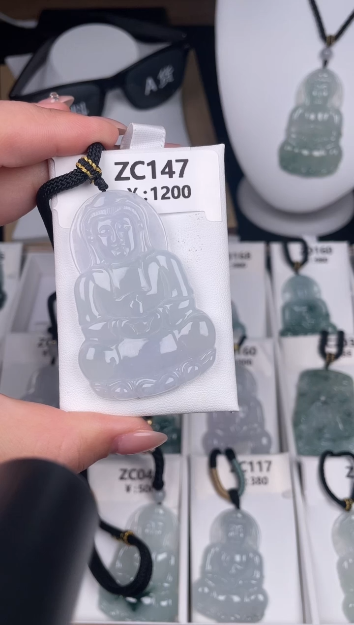 颈饰未镶嵌翡翠zc147观音+孤品+送同款绳子