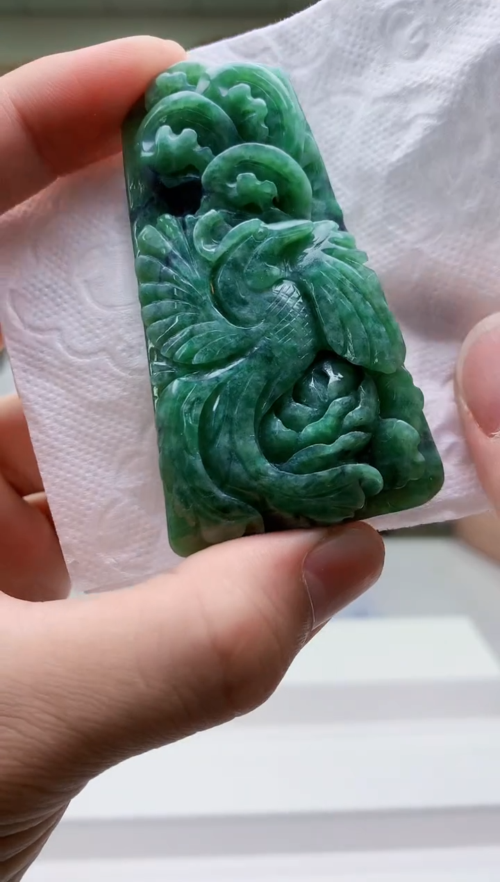 【闪购商品】定制翡翠未镶嵌4868bb-毛货挂件40