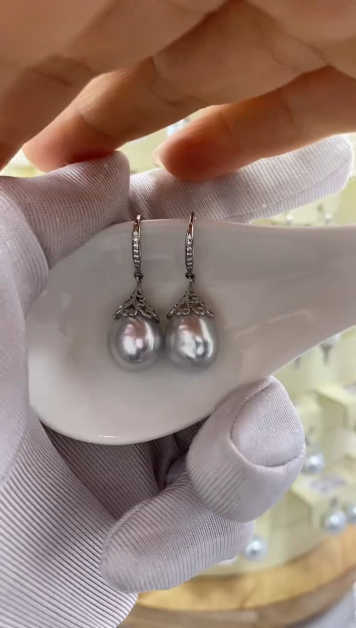 【闪购商品】海水珍珠耳饰银S925镶嵌11-12mm