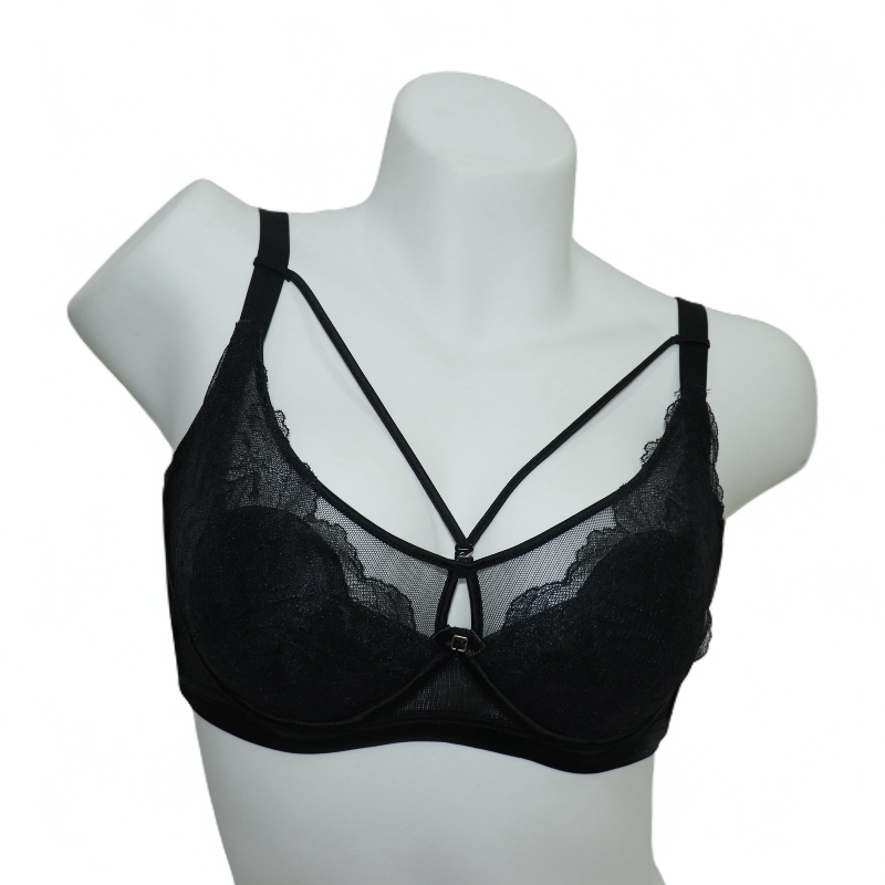 【安乐自来】蕾丝兔耳朵文胸软钢圈大胸显小透气舒适上托女士内衣