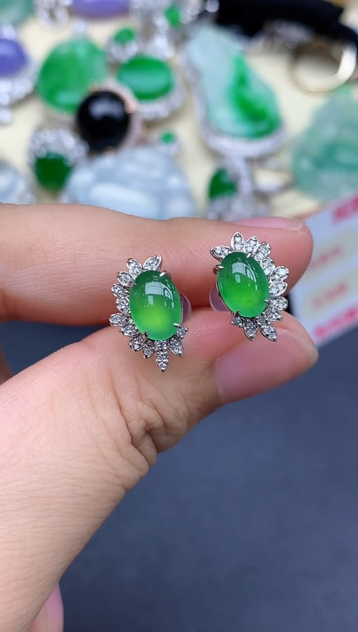 18K金镶嵌翡翠耳饰467-中国好珍宝