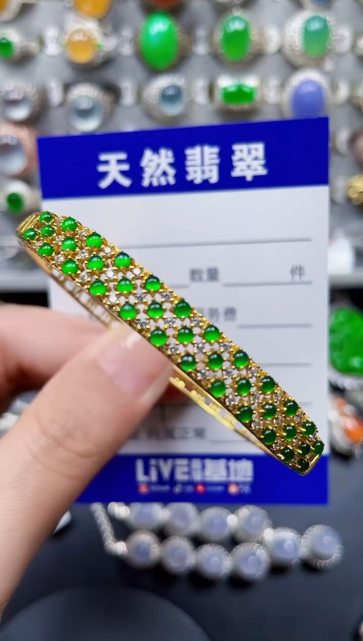 银S925镶嵌手镯翡翠259